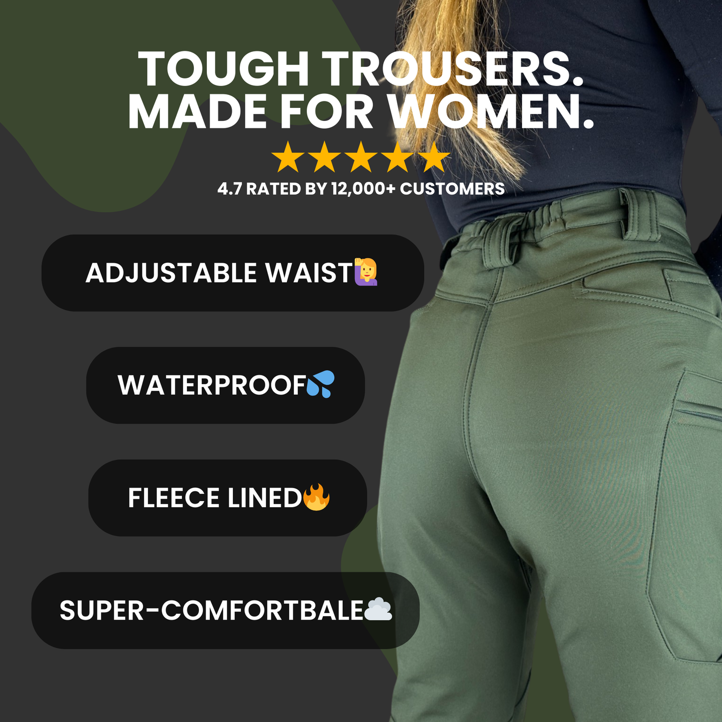 Womens Fleece Lined Waterproof Utility Trousers